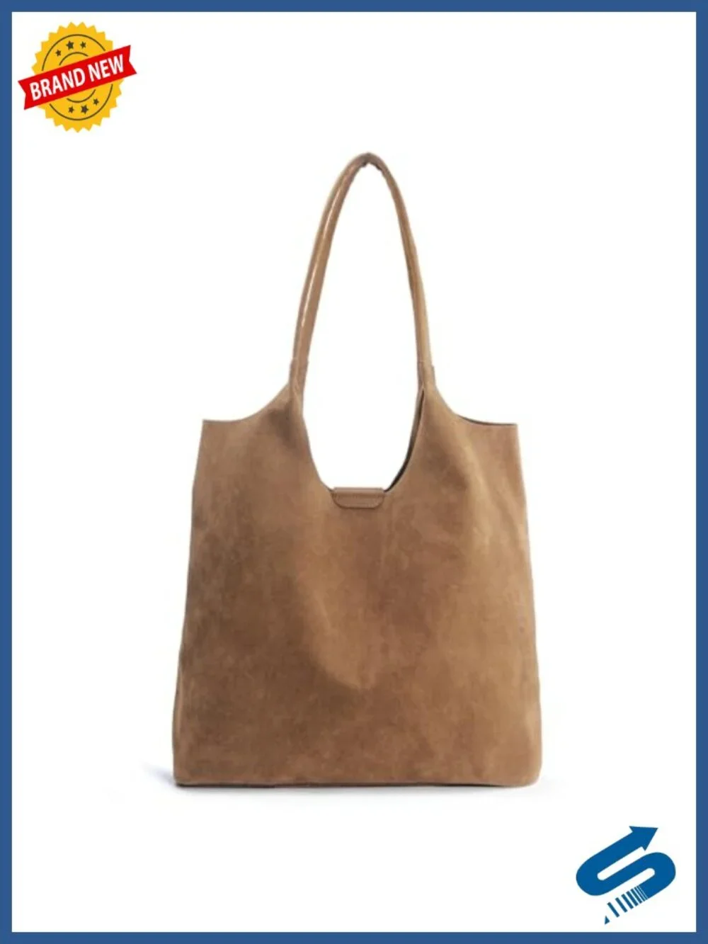 Faux Suede Tote Bag - Magnetic Closure Hobo Handbag, Vegan Leather Purse